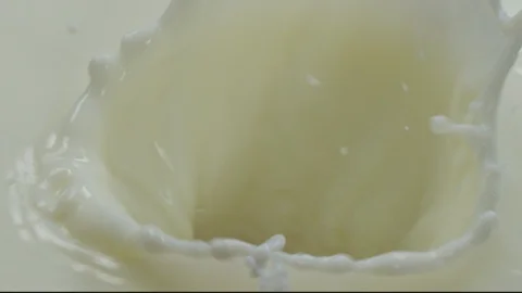 Falling Strawberry in Milk Video stock 100734560