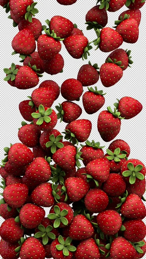 Falling strawberry transition – 3d render with alpha channel. Stock Footage 275531430