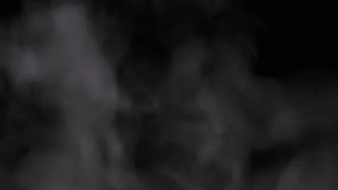 Falling Stream of Splashes on a Rising Cloud of Water Vapor on Black Background Video stock 236191457