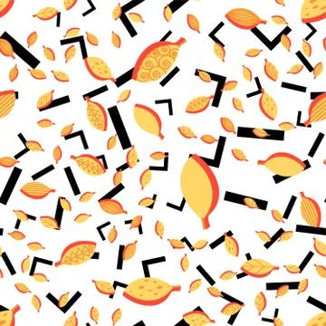 Falling stylized leaves seamless vector color pattern 스톡 일러스트