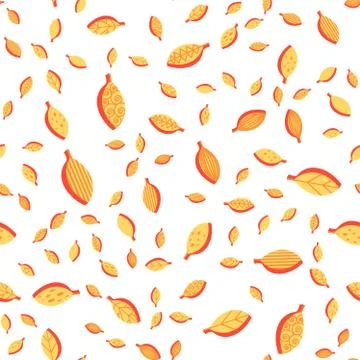 Falling stylized leaves seamless vector pattern Stock Illustration