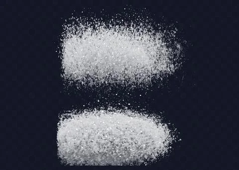 Falling sugar salt white dust set of isolated realistic images of white pow.. Stock Illustration