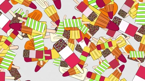 Falling Summer Ice Lollies With Alpha Video stock 244848391