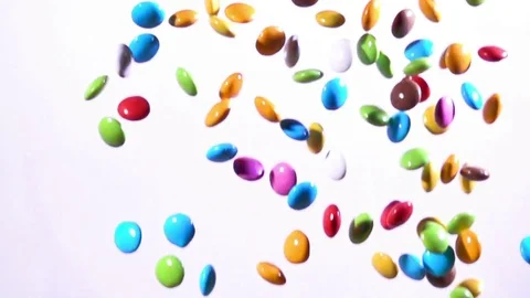 Falling Sweets White Background, Slow Mo… | Stock Video | Pond5