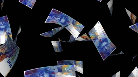 Falling Swiss Francs (Loop + Matte) Video stock 49912474