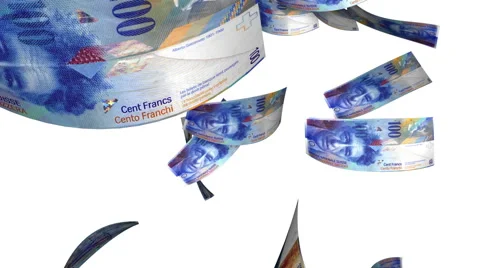 Falling Swiss Francs (Loop on White) Stock-Footage 49912308