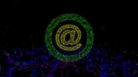 Falling "@" symbol creates waves of interconnected lines, a visual of digit.. Stock Footage 291869540