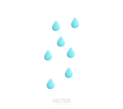 Falling tears. Falling drops. Realistic vector cartoon character icon desig.. Stock Illustration