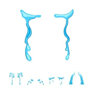Falling tears liquid drops splash animation elements 库存插图