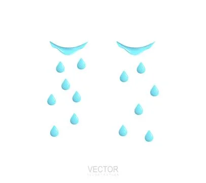 Falling tears. Realistic vector cartoon character icon design. Cry, tears c.. Stock Illustration