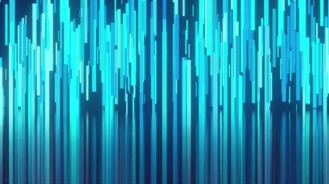 Falling techno lines on back Digital blue textured columns with 3d render ... Stock Photos