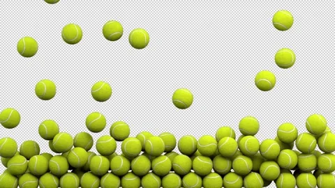 Falling tennis balls – 3d render with alpha channel. Stock Footage 268186524
