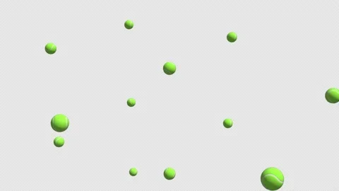 Falling tennis balls over alpha channel. Rain of tennis balls Video stock 236724875