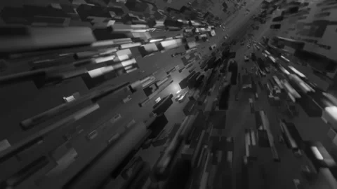 Falling through black and white tunnel with polygonal frames, Sci-fi. Abstract Stock Footage 276754512