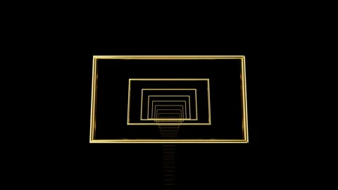Falling Through Golden Rectangular Frame Tunnel Loop - Vertical 3D Animation Stock Footage 340250667