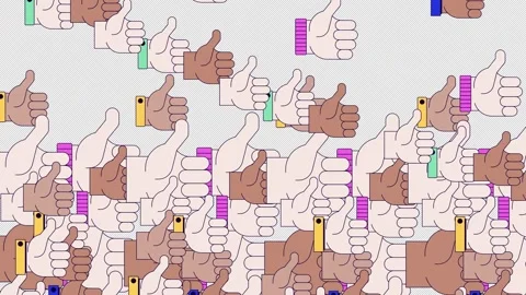 Falling thumbs up approval transition effect video overlay Stock Footage 337889998