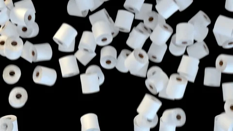 Falling Toilet Papers Transition effect with alpha channel Stock-Footage 127159287