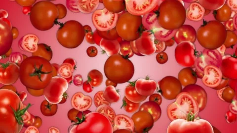 Falling TOMATOES Background, Vegetables, with Alpha Matte, Loop Stock Footage 169669801