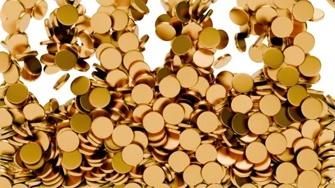 Falling from top gold tablet or cylinder fills space around. Stock Footage 266713356