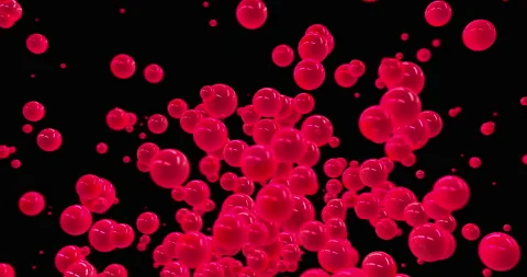 Falling from top red small balls in black space. Abstract minimal background 動画素材 270429299