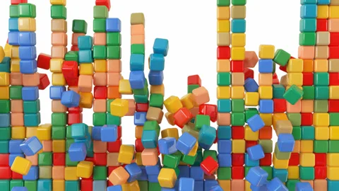 Falling toy colored cubes Stock Footage 86323845