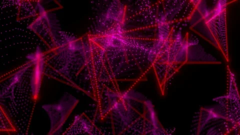 Falling triangles emitting particles. Seamless loop Stock Footage 107263811