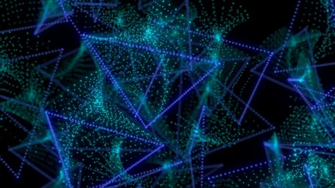 Falling triangles emitting particles. Seamless loop Stock Footage 107263835