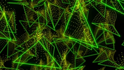 Falling triangles from lines emitting particles. Seamless loop Stock Footage 107276053