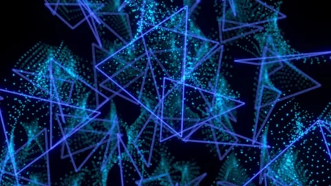 Falling triangles from lines emitting particles. Seamless loop Stock Footage 107276059