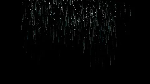 Falling turquoise particles on black background, motion animation Stock Footage 303361740