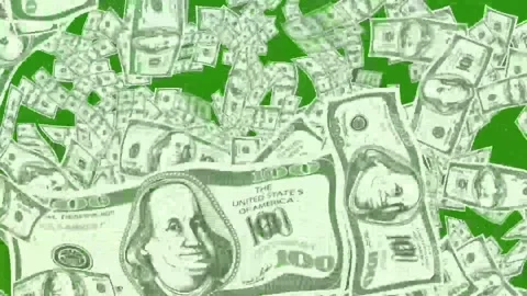 Falling US dollar bills animation on green screen, realistic money rain transiti Stock Footage 327909594