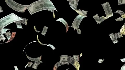 Falling US Dollar Bills on Black Background Stock Footage 314932284