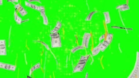 Falling US Dollar bills on green screen background for easy chroma key Stock Footage 342896471