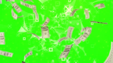 Falling US Dollar bills on green screen background for chroma key compositing Video stock 342898683