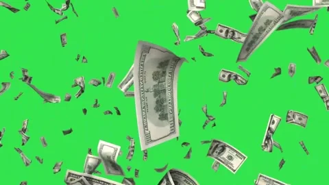 Falling us dollar bills raining down on green screen background for wealth conce Stock Footage 329964907