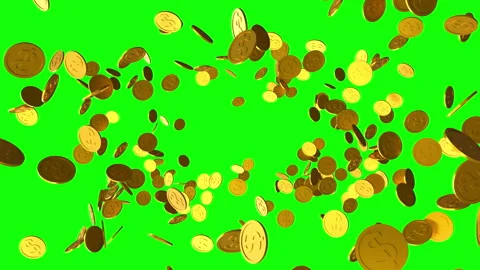 Falling US dollar coins, Chroma key Stock Footage 259396317