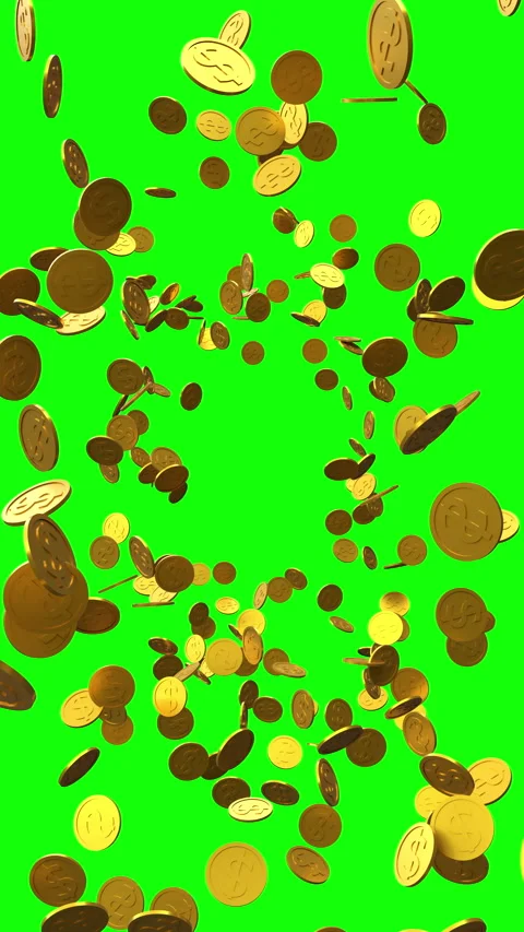 Falling US dollar coins, Chroma key, Vertical video for smartphone footage Stock Footage 259397087