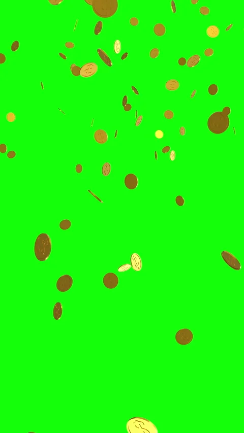 Falling US dollar coins, Chroma key, Vertical video for smartphone footage Stock Footage 259716404