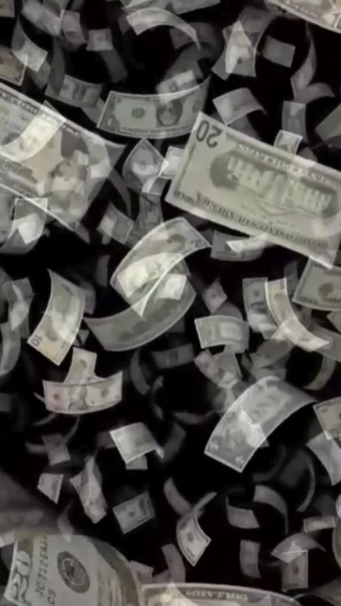Falling US Dollar Money Notes Motion Overlay Vertical Stock-Footage 344766801