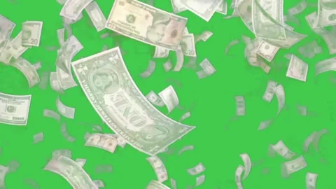 Falling US Dollar Money Notes Green Screen Overlay Widescreen Stock-Footage 344766802