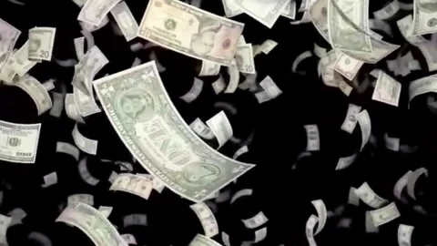 Falling US Dollar Money Notes Motion Overlay Widescreen Stock-Footage 344766825