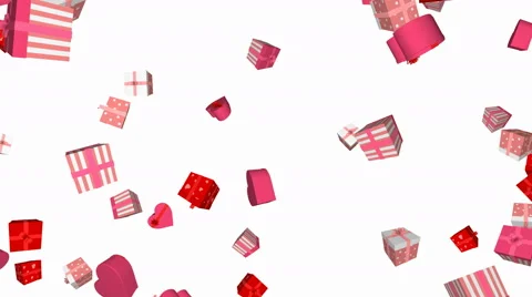 Falling valentines day gift boxes - seamless loop, overlay, alpha channel Stock Footage 63332566