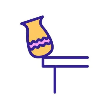 Falling vases from table icon vector outline illustration Stockillustratie