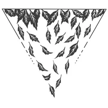Falling vector leaves inscribed in a triangle. Stock Illustration