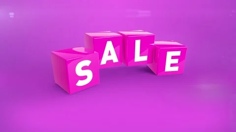 Falling violet cubes with text SALE Stock Footage 64620893