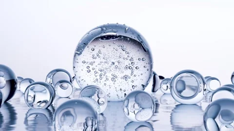 Falling water bubble drop, Cosmetic Essence oil Liquid drop, Moisturizing Cream Stock Footage 310722784