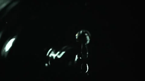 Falling water drop and circles isolated on black slow motion Stock Footage 272220878