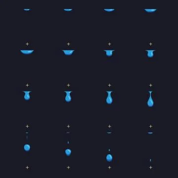 Falling water drops vector animation frames Stock Illustration
