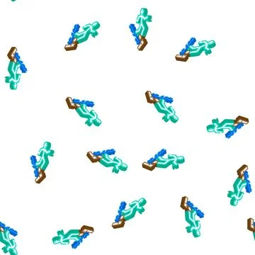 Falling water man accident isometric icon seamless pattern Illustrazione stock
