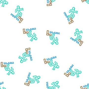 Falling water man accident vector seamless pattern Stock Illustration
